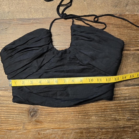 Zara Black Ruched Womens Crop Top Size Medium - Picture 3 of 6